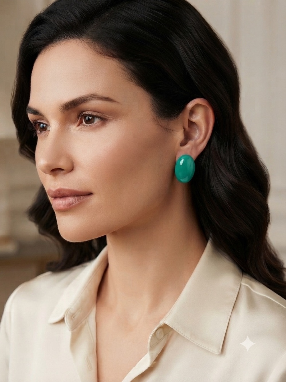 Teal Oval Statement Earrings - Women Jewelry